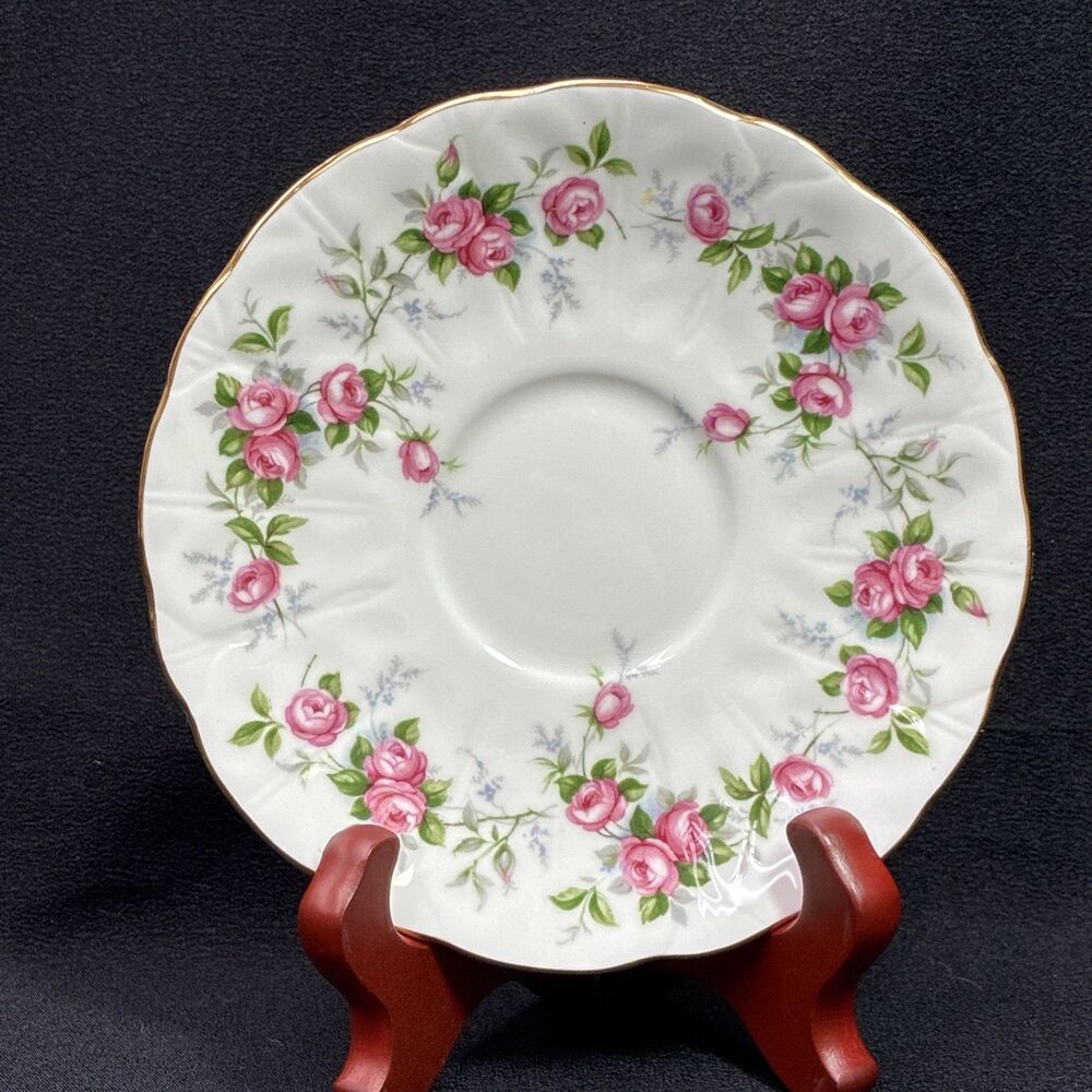 Aynsley Grotto Rose Scalloped Saucer Plate 185 Floral Gilded English Bone China